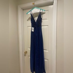 Shimmery Navy Prom Dress